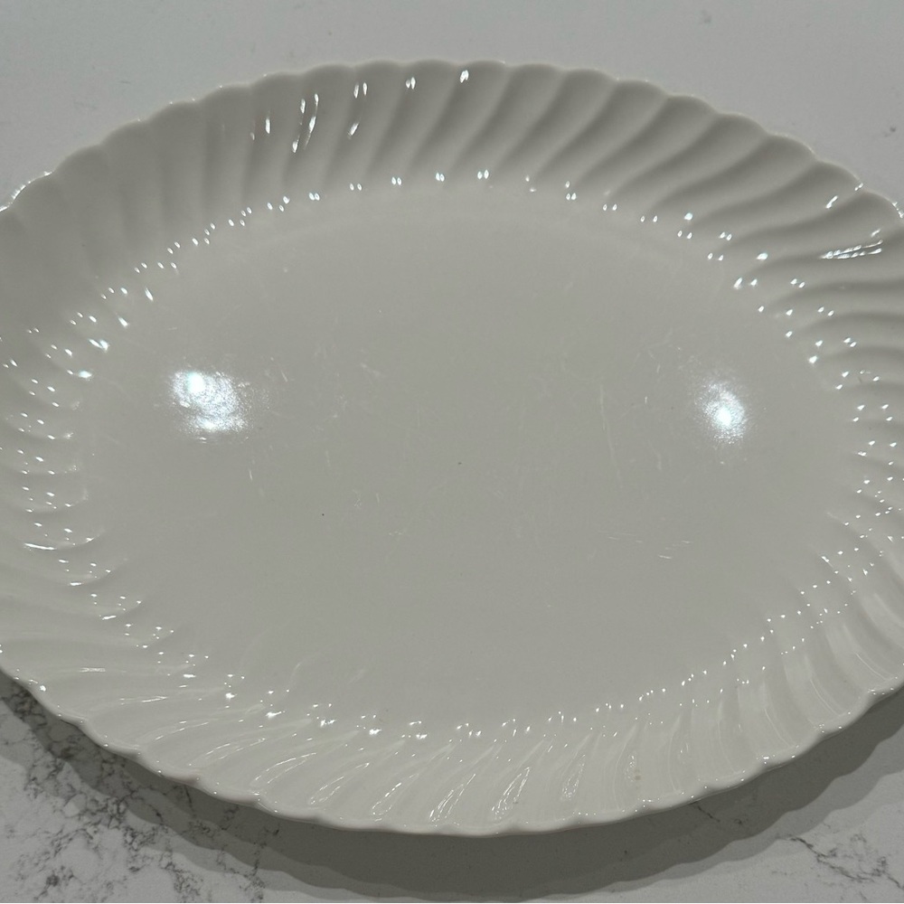 Vintage white platter usa off white farmhouse cottage core